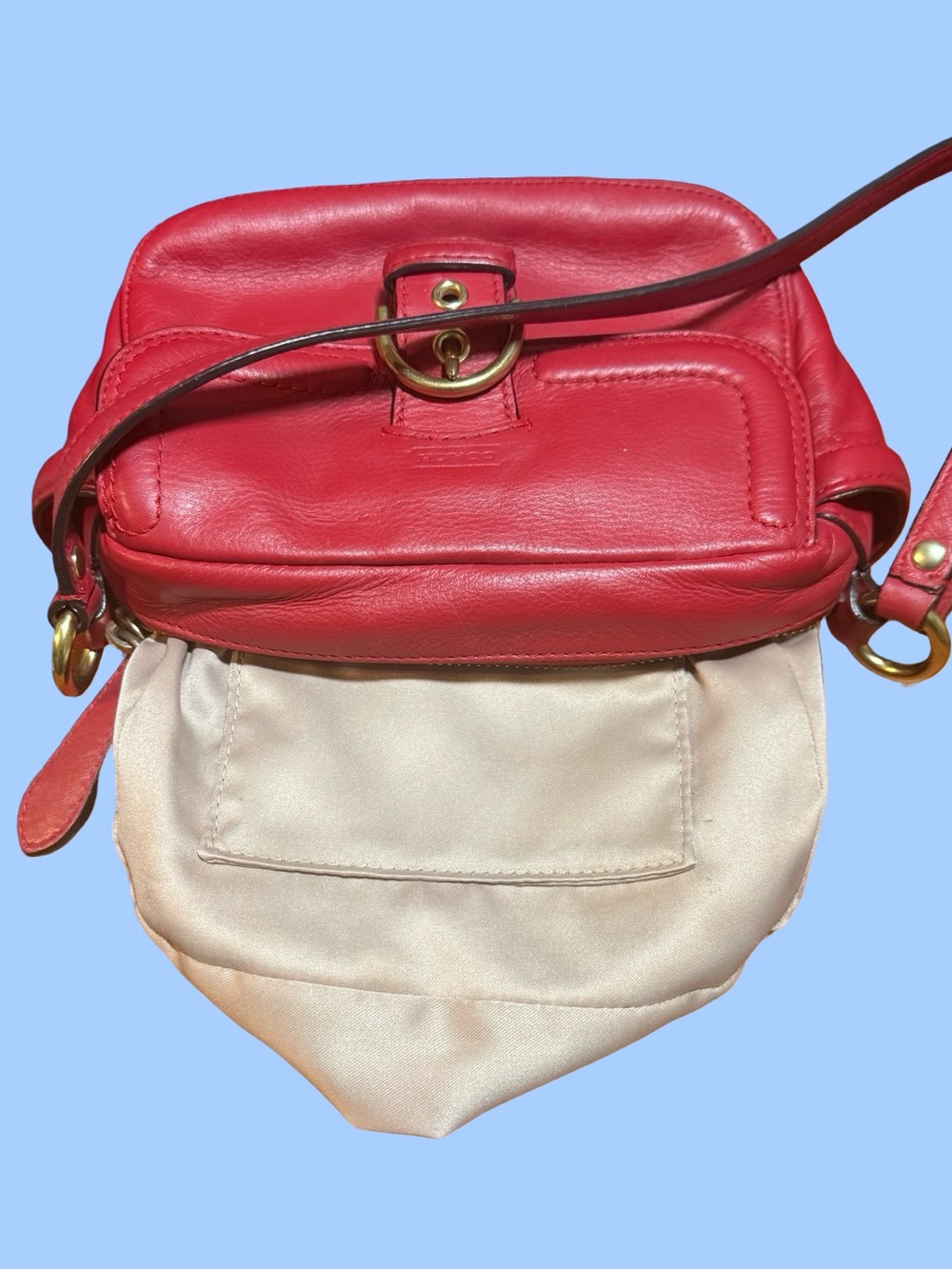 Coach Campbell Red Leather Camera Crossbody Bag – Style F25150 - Picture 6 of 8